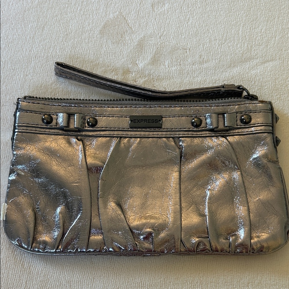 Express Metallic Silver Wristlet